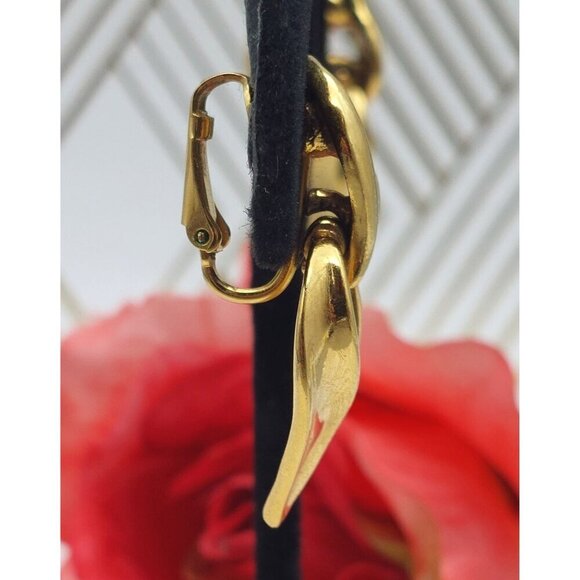 Avon Door Knocker Gold Tone Dangle Clip On Earrings Dangle Drop 1.5" - Picture 9 of 12